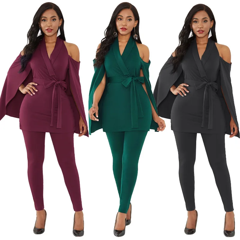 

Jumpsuit For Women 2020 Overalls Formal Elegant Plus Size Jump Suit Casual Open Shoulder Cloak Body Suit Party Long Pant Clothes
