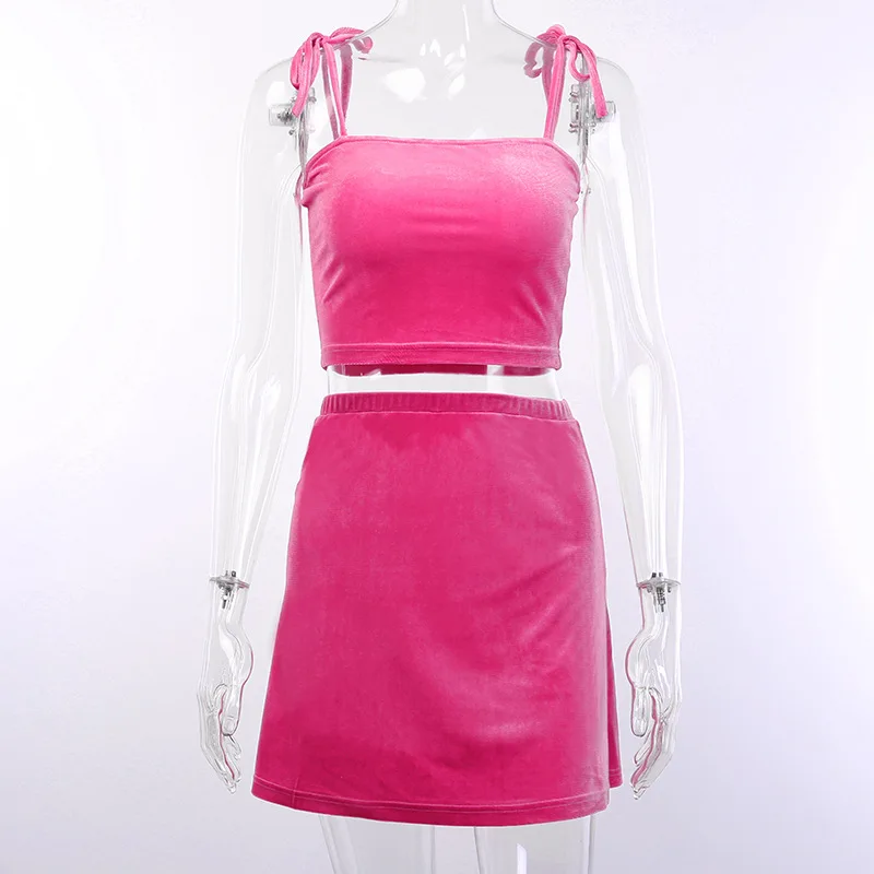 

Crop Top Two Piece Set Sexy Off Shoulder Two Piece Set Solid Button Bodycon 2 Piece Set Women Top and Skirt Summer Mini