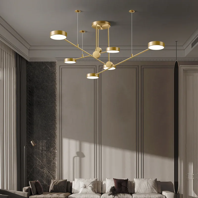 

Living room chandelier post modern simple atmosphere restaurant chandelier creative personality new 6 Nordic copper lamps