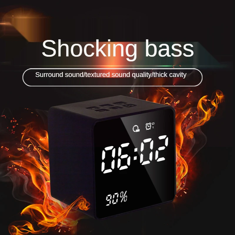 

Mirror Dual Alarm Clock Card Clock Bluetooth Audio Mini Subwoofer Display Bluetooth Speaker