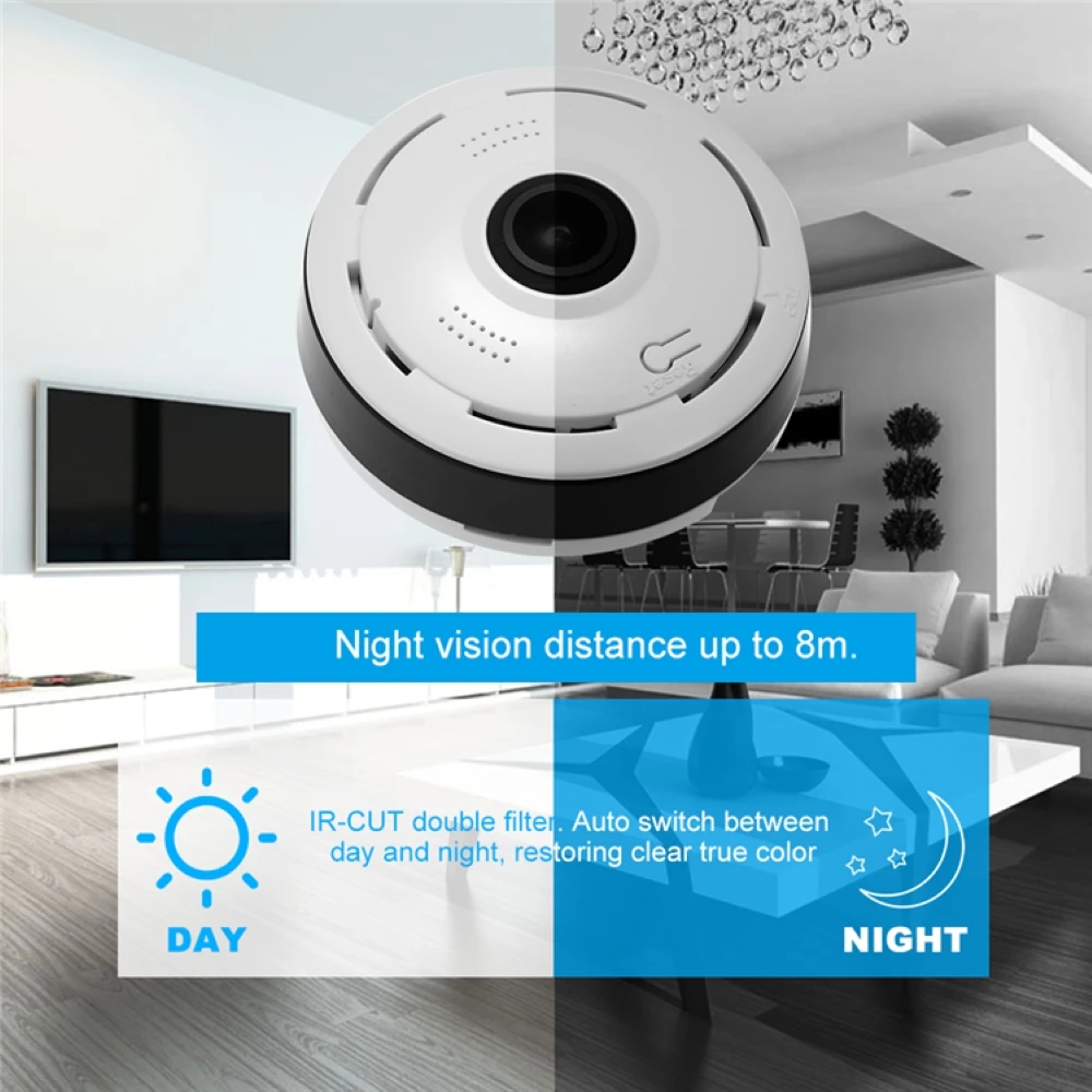 5MP/960P Wifi Panorama Fisheye Camera 960P Lamp CCTV Video IP Surveillance Alarm Night Vision P2P wireless Bulb | Безопасность и