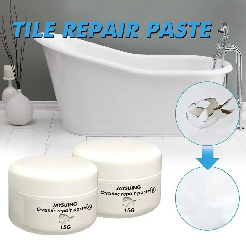 

2pcs Ceramic Paste Floor Tile Adhesive Tile Repair Agent Tub Tile and Shower Repair Kit Porcelain Repair Kit for Crack Chip