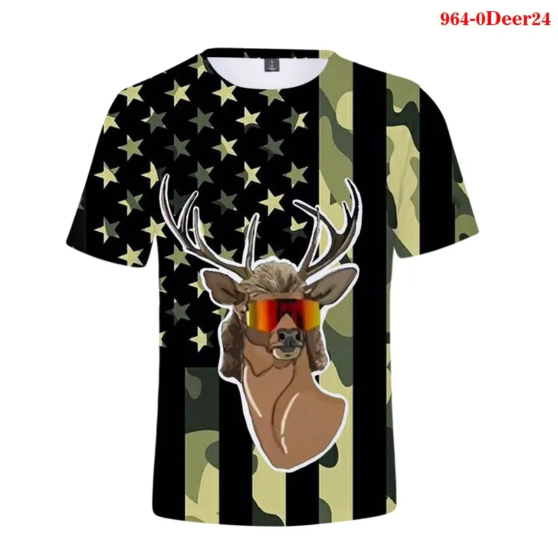 Summer 2020 3D Deer Printed Men's T-shirt O-neck Short Sleeve 3D Animal T-shirt Camisas De Hombre Men's T-shirt for Men Women high quality french bulldog frenchies printed t shirt for men male dogs animal lovers short sleeve o neck cotton funny t shirt