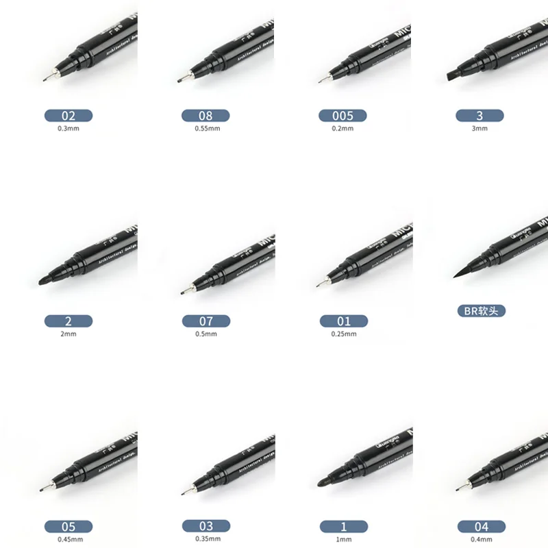 

6/9/12pcs/set Black Pigma Micron Pen Fineline Pen Waterproof Hand-Drawn Design Sketch Needle Pen Comic Drawing Pen Hook Line Pen