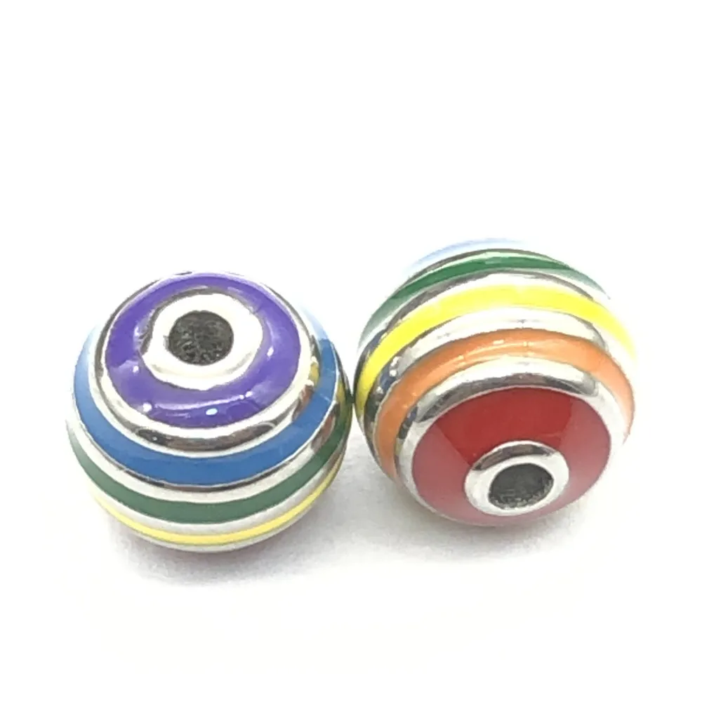 

2mm Hole 316L Stainless Steel Enamel Colorful Round Ball Beads Charm Spacer Beads For Jewelry Making Bracelet DIY Fittings