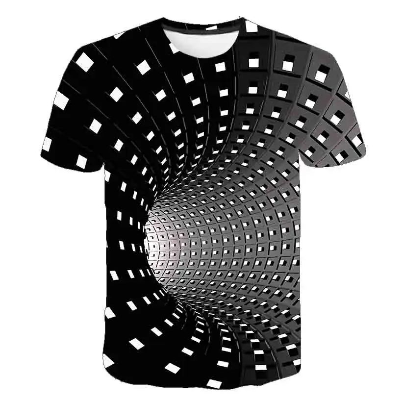 

2021 Fashion Casual Short Sleeve Three-Dimensional Vortex Kids T-Shirt 3D Printed Summer O-Neck Daily Casual Funny T-Shirts