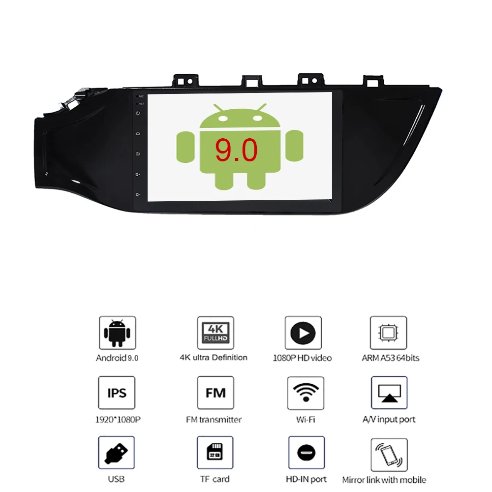 Автомобильный мультимедийный GPS навигатор YAZH Android 9 0 Pie экран дюйма IPS для Kia RIO K2 2017