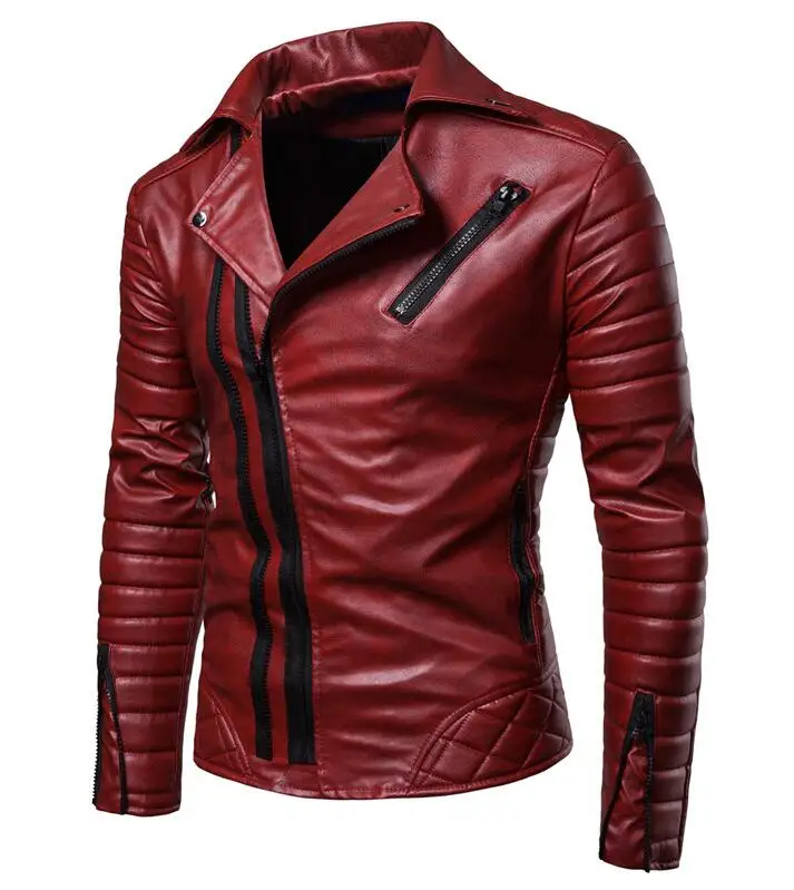 Мотоциклетные Куртки из искусственной кожи мужские зимние куртки на молнии