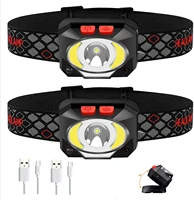 d2 2 pack rechargeable headlamp headlight adjustable headband 8 modes led head lamp with red light and motion sensor switch lamp
