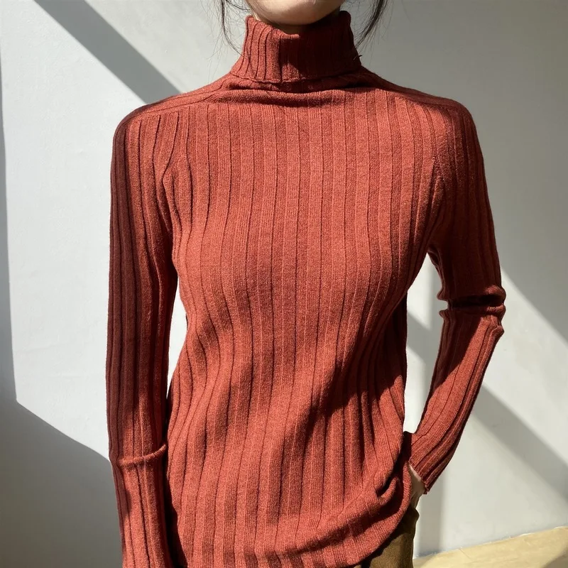 

LANMREM 2021 Autumn Winter Turtleneck Long-sleeved Slim Kintwear Warm White Sweater Casual All-match Knitted Jumper Tops 2A2464