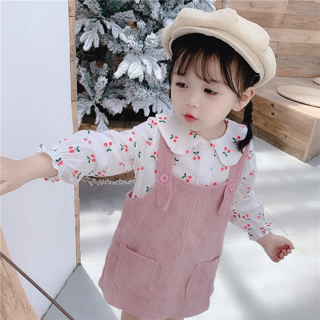 Футболка с фруктовым принтом для маленьких девочек комплект повседневной одежды