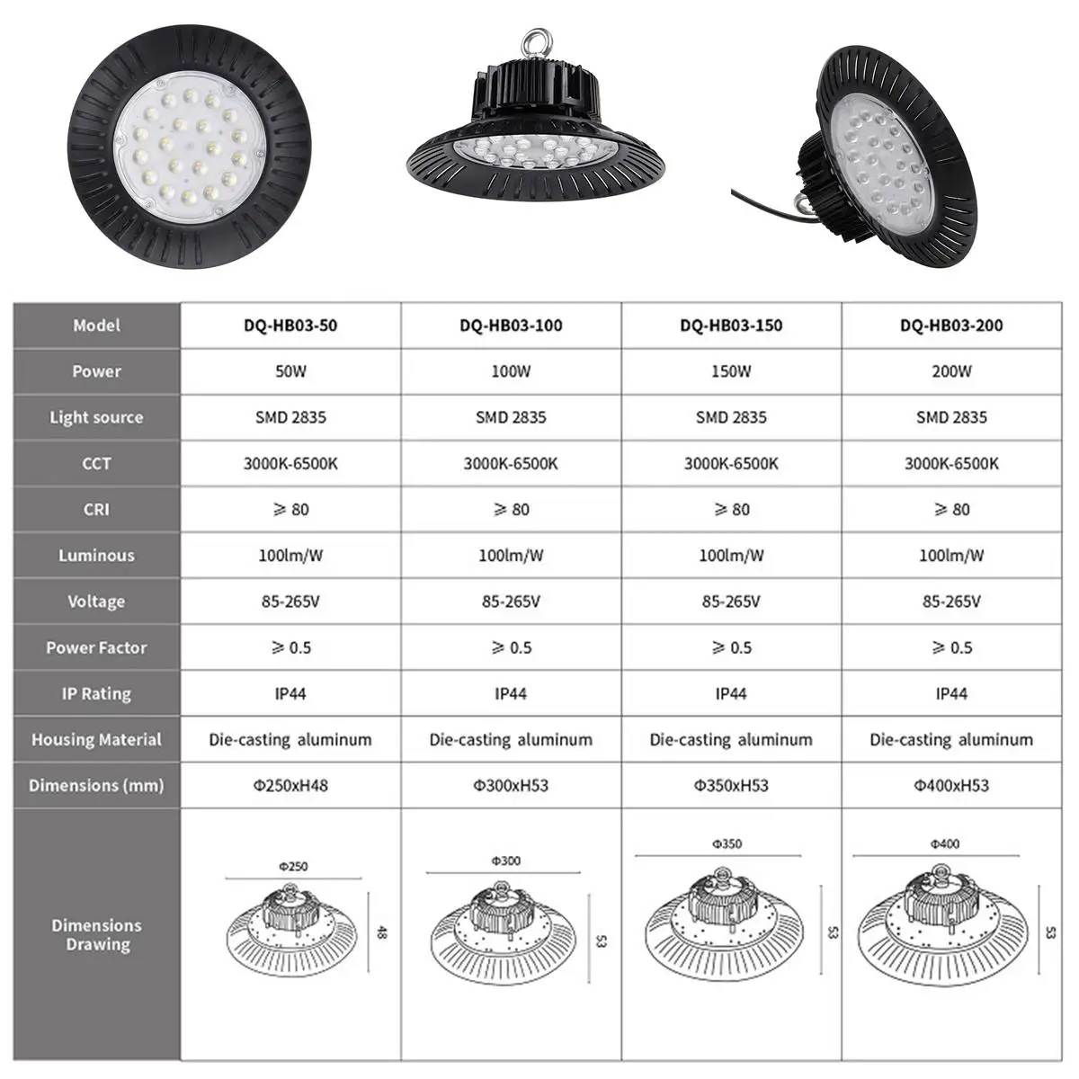 

UFO High Bay Led Light Waterproof IP65 Warehouse Workshop Garage Industrial Lamp Stadium Market Airport LED Garage Light Lamp