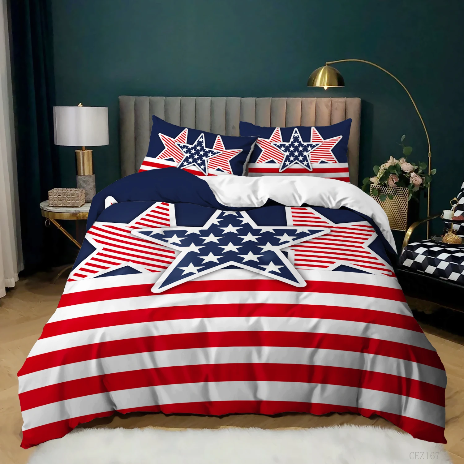 3D Print 2/3 Pcs Colorful American National Flag Bedding Set Duvet Cover Pillowcase Quilt Bed Queen King Size | Дом и сад