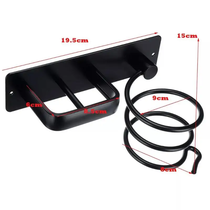 

Wall Mounted Hair Dryer Holder Bathroom Black Space Aluminum Hair Straightener Holder Storage Bathroom Shelf Accessories
