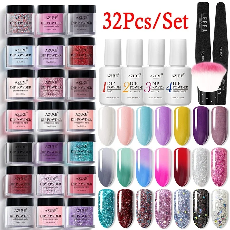 Лазурная красота 32 шт./лот погружающийся порошок цветной глиттер градиентный
