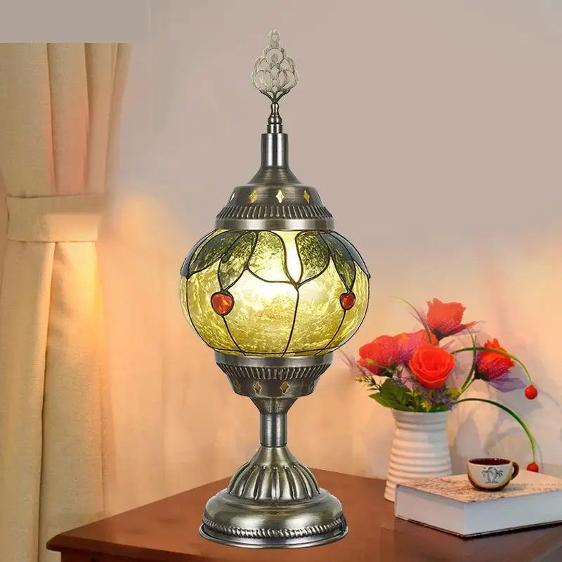 

Turkish Retro Romantic Desk Lamp Home Stay Decorative Colored Glass Table Lamp Baby Room Decor Bedside Lightings For Bedroom