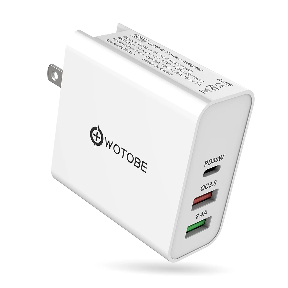 Charger 60 Вт TYPE-C USB-C зарядное устройство, PD30W QC3.0 зарядное устройство для huawei USB-C ноутбуки MacBook Pro/Воздушный iPad Pro iPhone 11/x/8 s9/s10/note9 - Цвет: Charger