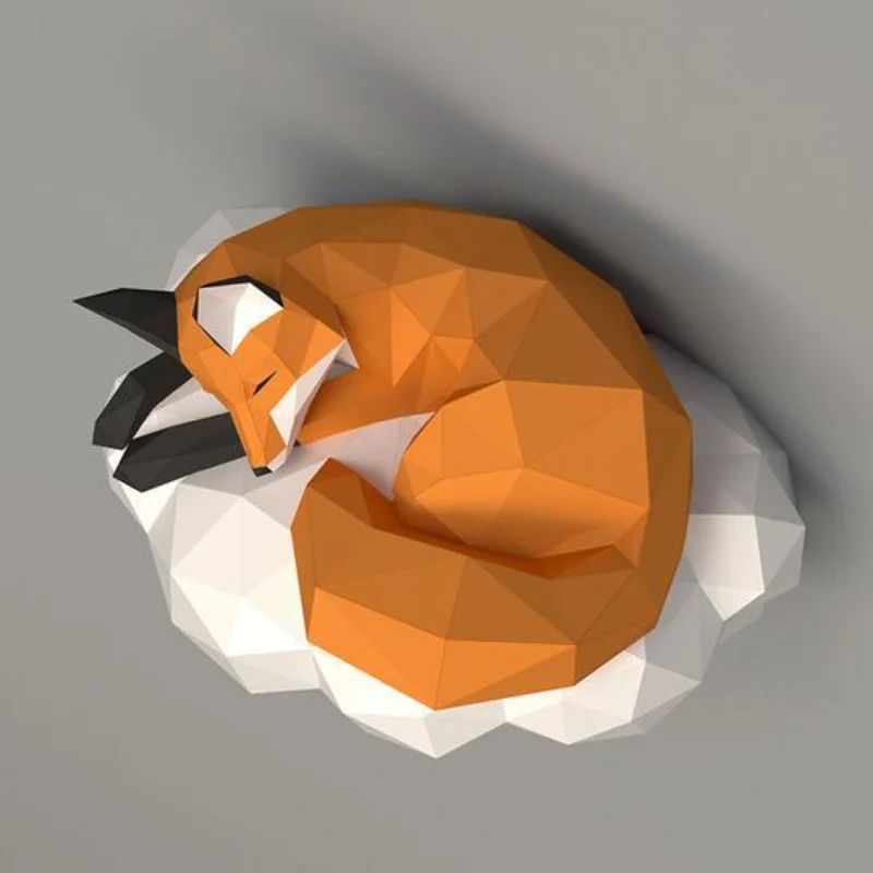 Лиса на облаке 3D бумажная модель скульптура животных лиса бумага ремесло DIY для