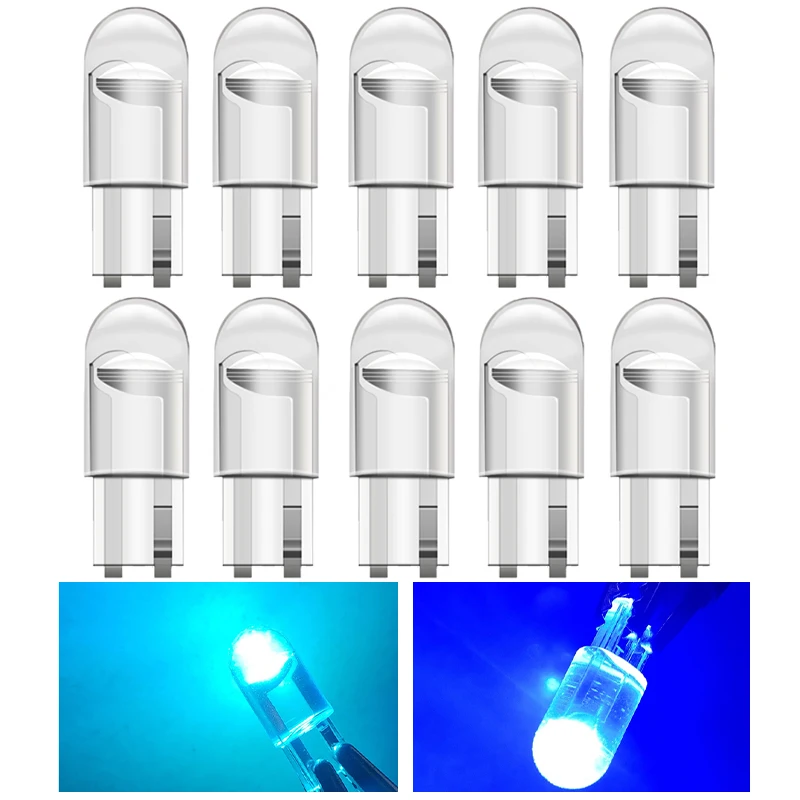 

10 Pcs Car T10 Indicator Light Interior Led Highlight Cob Lamp License Plate Reading Working Door Dashboard W5W Auto Accessories