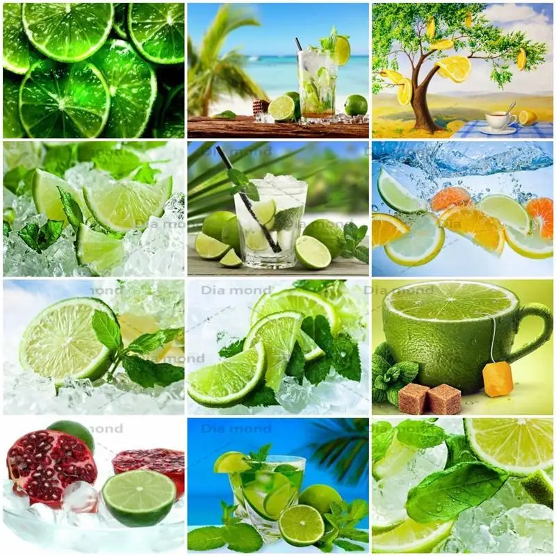 

Full Square Drill Lemon Diamond Painting Cross Stitch Diamond Embroidery Fruit Mosaic Needlework Rhinestones Home Decor