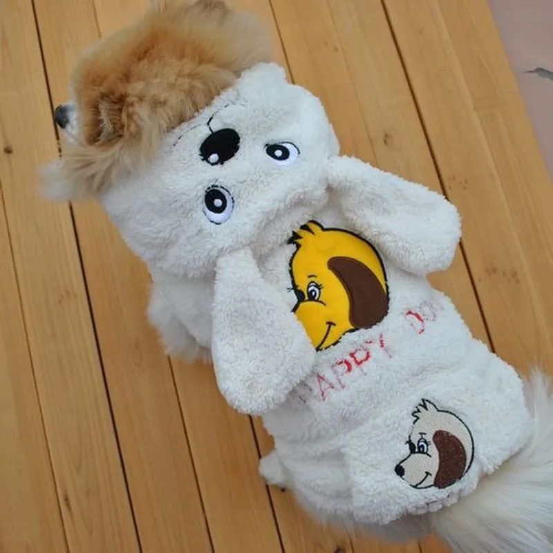 Модная толстовка из флиса с кроликом Белая одежда для собак Милая Одежда Очень