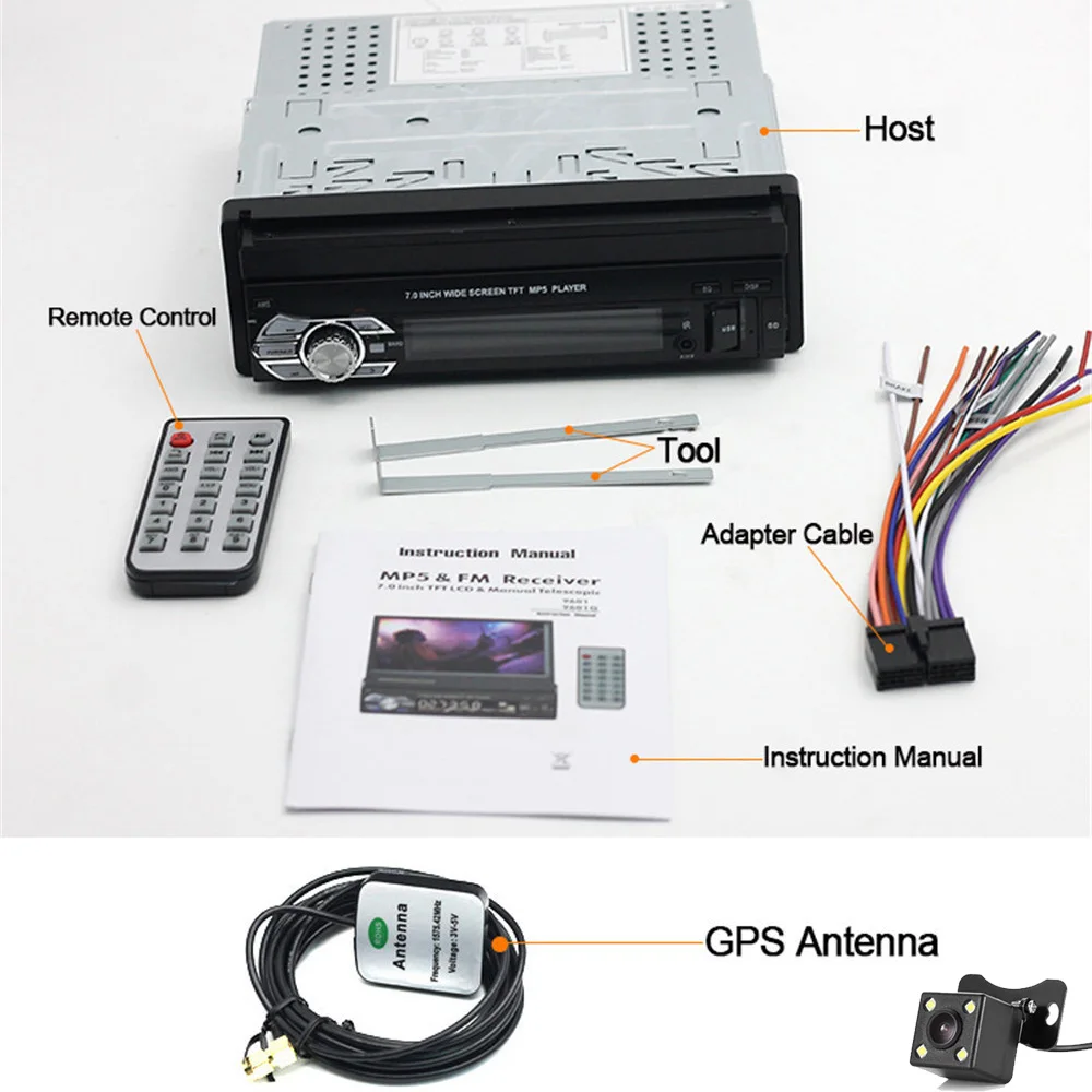 Car Stereo With Cam Одиночный 1 Din Android 9,1 автомобильный стерео радио плеер 7 ''флип сенсорный экран автомобильный gps навигатор WiFi MP5 плеер аудио USB SWC - Цвет: Car Stereo With Cam