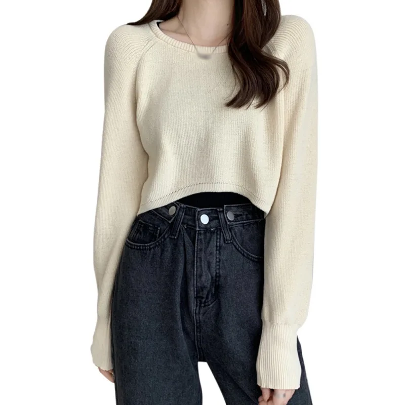 

Новинка Осень-зима 2020, вязаный пуловер в стиле ретро, Дамский нежный свободный короткий топ, модный однотонный теплый свитер для женщин