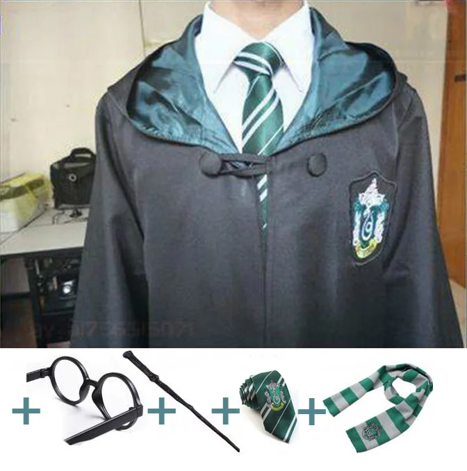 Slater Full Set2 Карнавальный костюм; халат; плащ с галстуком-шарфом; Ravenclaw Gryffindor Hufflepuff Slytherin для взрослых и детей; костюм Харриса - Цвет: Slater Full Set2