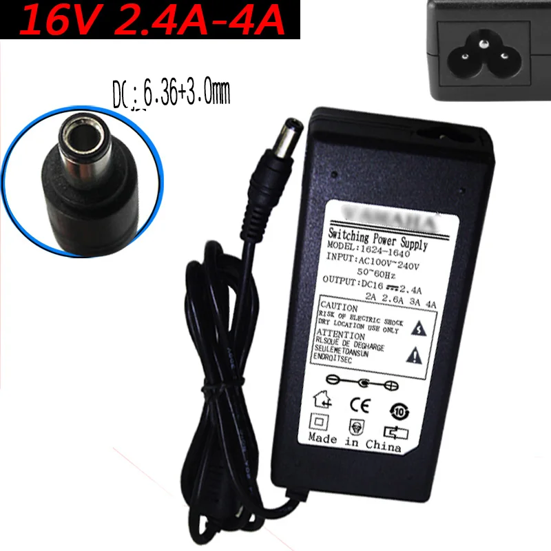 Adaptador de Energia para Yamaha Carregador de Energia Novo Pa-300 Pa-301 Pa-300b 16 v 2.4a-4a 6.36*3.0mm