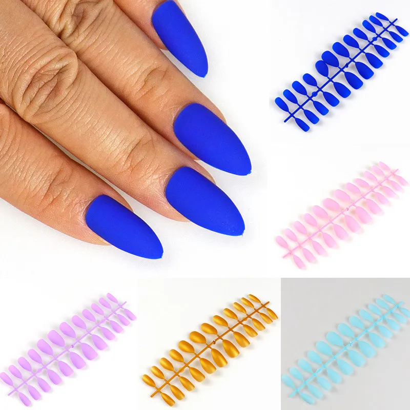 Искусственные накладные ногти 24 шт. с клеем для женщин украшения ногтевого