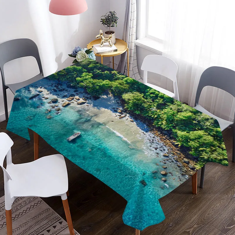 Пользовательская 3D скатерть с морским узором водонепроницаемая ткань Оксфорд