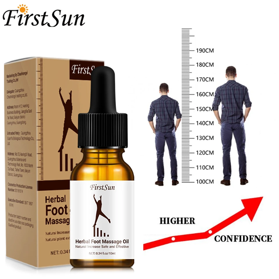 4 pcs Firstsun Height Increasing Oil Herbal Body Grow Taller Essential Oil Foot Massage Health Care Products Promot Bone Growth