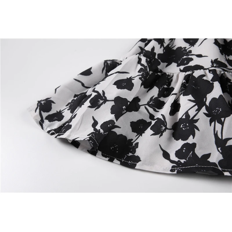 

Qeils Autumn Gothic Dress Women Vintage Casual Long Sleeve Floral Print Pleated Sweet Chic Korean Lapel Flower Short Dresses