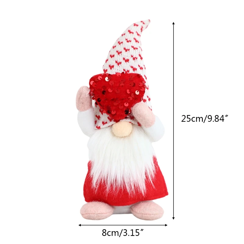 

Valentines Day Gnome Plush Elf Decorations Handmade Heart Scandinavian Tomte