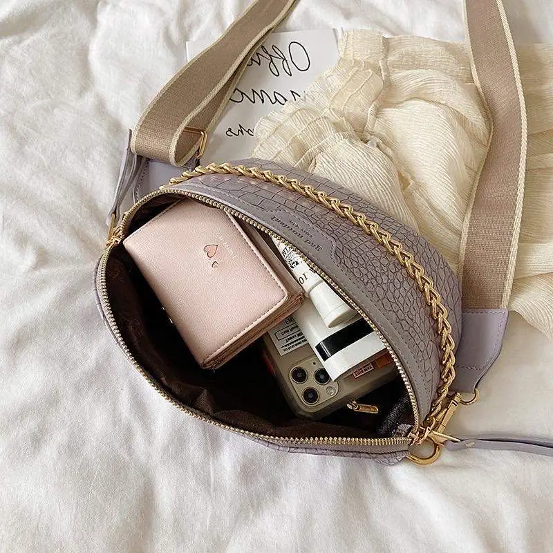 

Retro Waist Bag PU Leather Fanny Pack Shoulder Bag Ladies Alligator Pattern Waist Pack Women Belt Bag Multifunctional Chest Bag