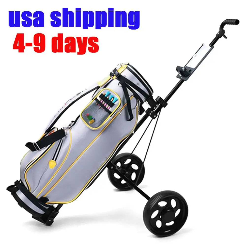

Golf Pull Cart Adjustable Golf Trolley Cart 2 Wheels Push Pull Golf Cart Aluminium Alloy Foldable Trolley With Brake x