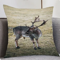 polyester pillowcases black grid retro deer merry christmas elk printing pillow case sofe decoration