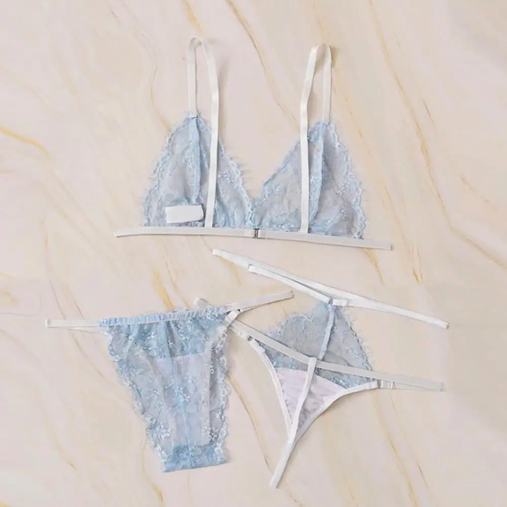 Комплект нижнего белья из 3 предметов Модный женский кружевной сексуальный