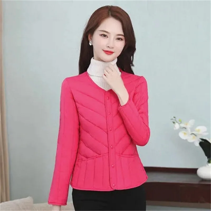 Women Liner White Duck Down Thin Slim Jacket Middle-aged Elderly Winter Cotton Jacket Winter 2021 Short Down Cotton Jacket A492