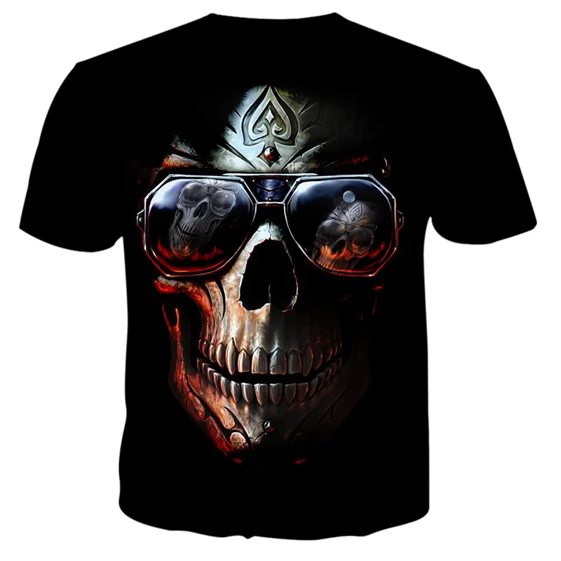 

HX 2021 Fashion 3D Printing Skull Design T Shirt Men Women Cool Hip Hop T Shirts Harajuku Short Sleeve Streetwear Tops HX590
