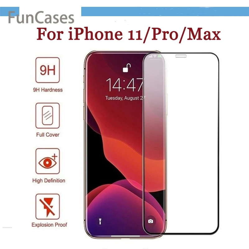 Закаленное стекло 9H с полным покрытием для iphone 11 pro max 6 5 дюйма защитная пленка