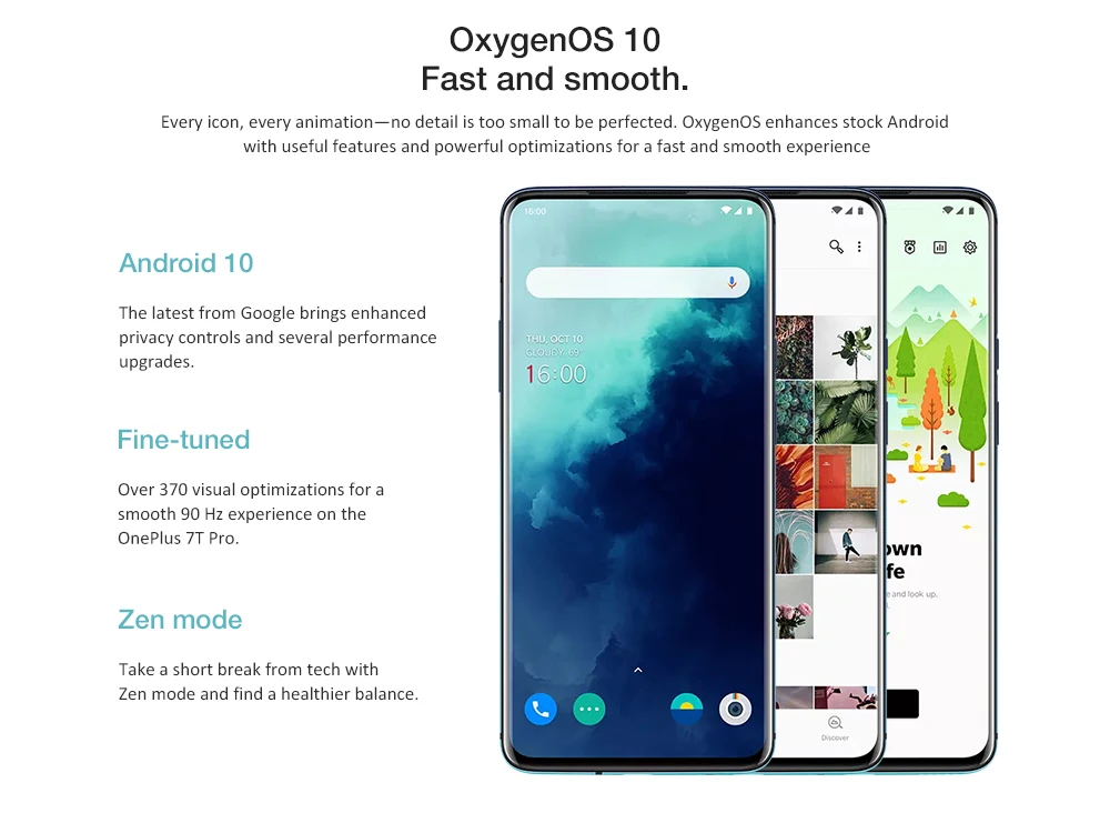 Смартфон OnePlus 7T Pro Snapdragon 855 Plus Octa core 2 96 GHz 8GB 256GB 6 67 дюймов 48MP + 8MP 16MP 4085mAh международная