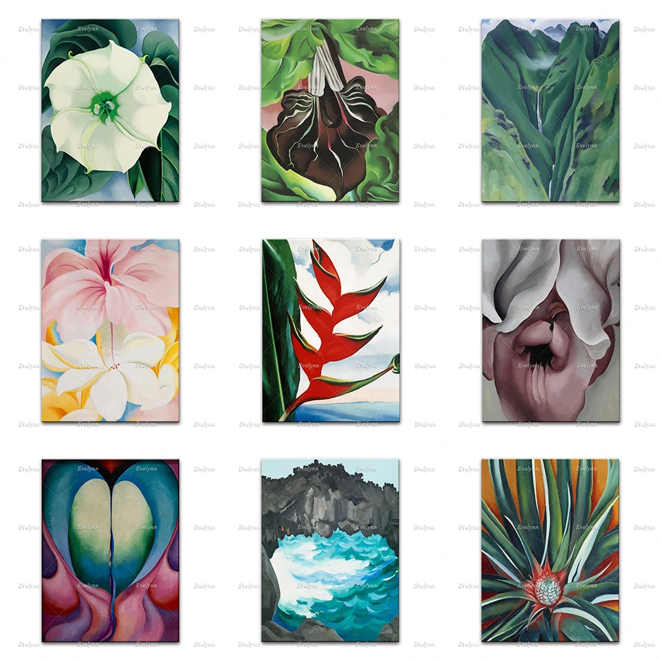 

Georgia O’Keeffe Posters,Waterfall No. 1,Maui,Black Lava Bridge,HāNa Coast,Crab'S Claw Ginger,Home Decor Prints Wall Art Canvas