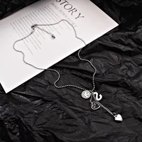 new hip hop titanium steel hipster peach heart set chain jumper chain simple and versatile long male and female personality neck