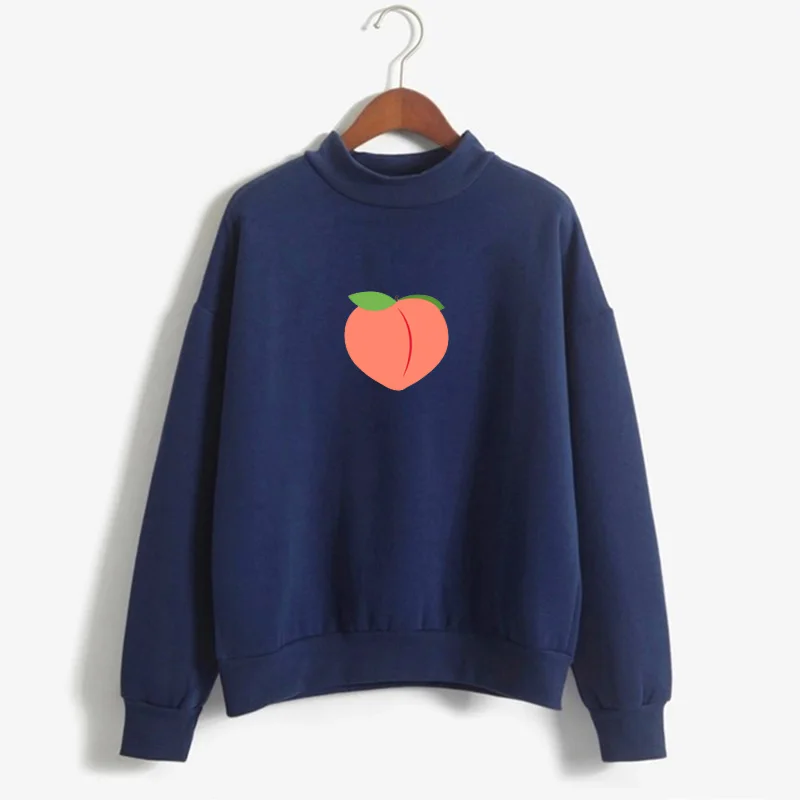 sweatshirt Navy blue Толстовка с цветами абрика пиксель арт персик молоко коробка унисекс Толстовка для подростков блесток персик толстовка одежда с изображением фруктов/подарок для женщин/Pe - Цвет: sweatshirt Navy blue