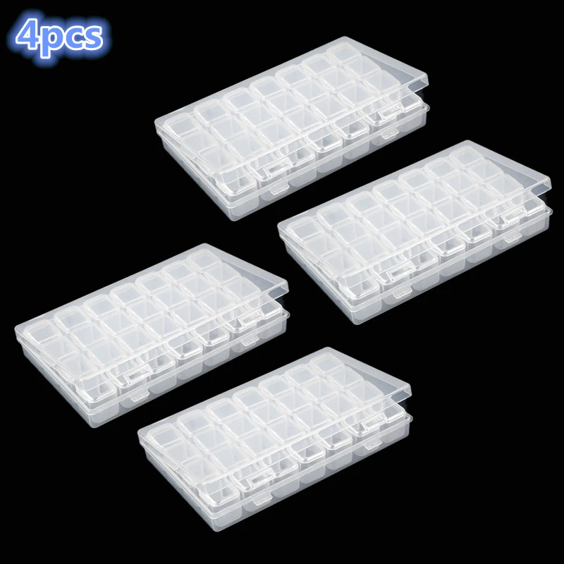 

4pcs new 28 grid diamond embroidery accessories diamond painting box cross stitch box jewelry beaded household storage box