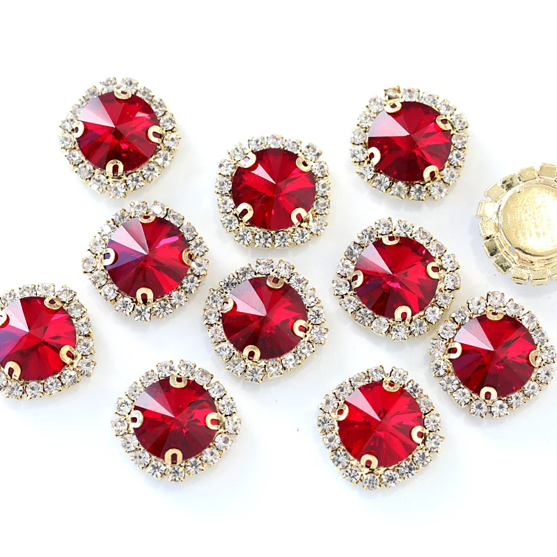 Красочная Хрустальная пряжка 5 размеров круглая пришивная стразы с плоской