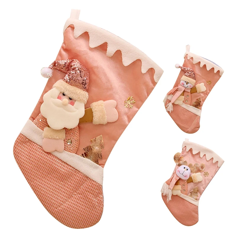 

Christmas Stocking Santa Claus Candy Sock Gift Bag Xmas Tree Hanging Decor Bag for Holiday Party Home Decoration