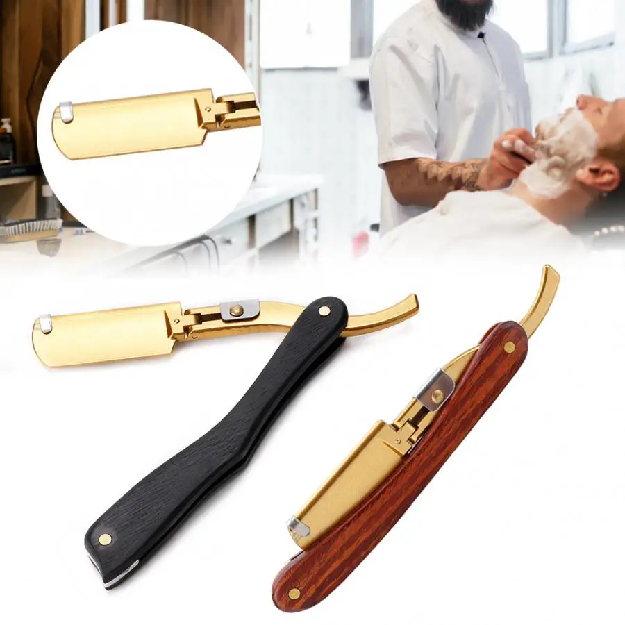 Shaving Blades Wooden Handle Men Manual Razor Classic Barber Shaver Foldable Hair Beard Knife | Красота и здоровье