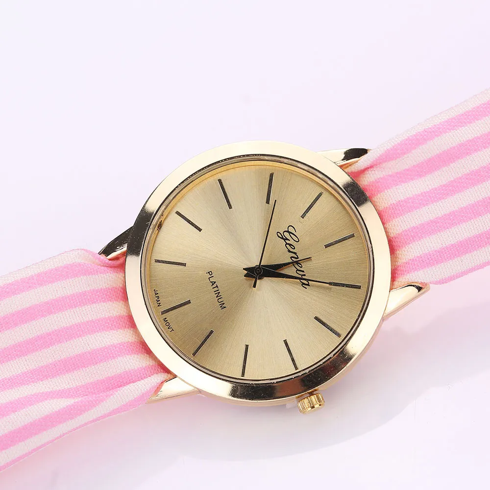 

Women Watches Zegarek Damski Vogue Floral Strap Wristwatch Women's stripe Cloth Quartz Watch Dress Bracelet Relogio Feminino Fi